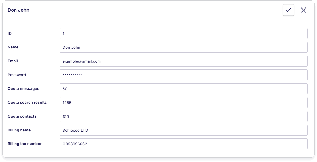 Customers dashboard